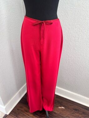 Zara Bright Red Vintage Side Slit -Leg  Pants Pop of Seasonal Color